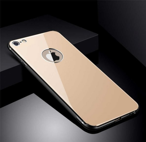 Apple iPhone 8 Kılıf Zore Düz Renkli Ebruli Cam Kapak - 8