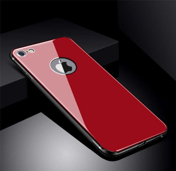 Apple iPhone 8 Kılıf Zore Düz Renkli Ebruli Cam Kapak - 9