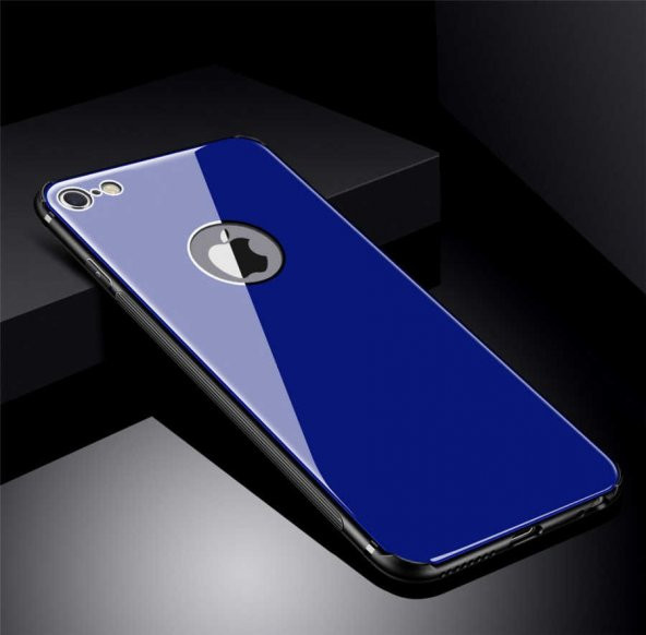 Apple iPhone 8 Kılıf Zore Düz Renkli Ebruli Cam Kapak - 10