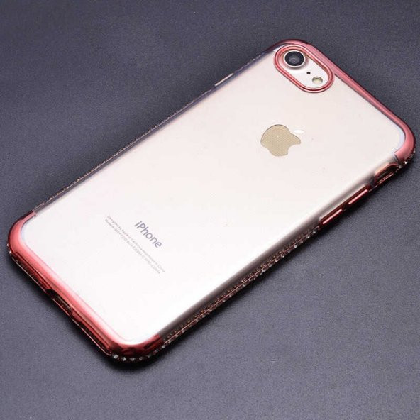 Apple iPhone 7 8 Kılıf Zore Tek Sıra Taşlı Silikon - 2