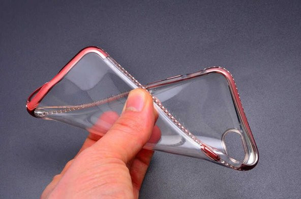 Apple iPhone 7 8 Kılıf Zore Tek Sıra Taşlı Silikon - 4