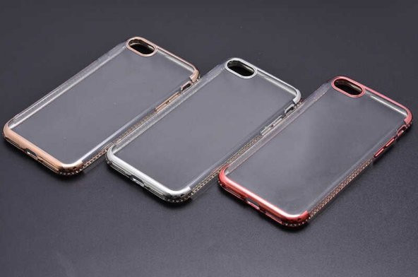 Apple iPhone 7 8 Kılıf Zore Tek Sıra Taşlı Silikon - 5