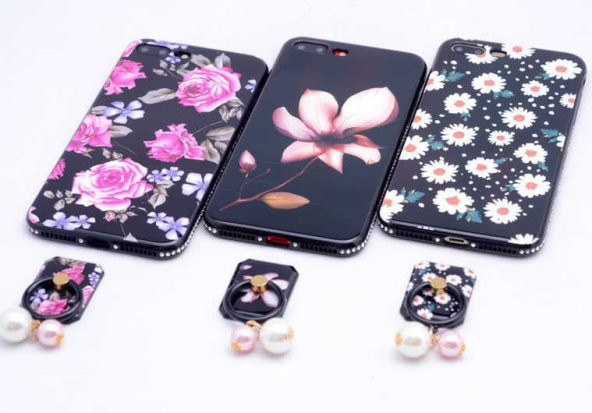 Apple iPhone 8 Plus Kılıf Zore İnci Taşlı Silikon - 9