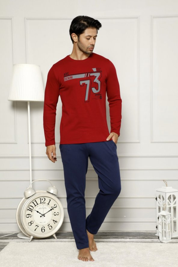 Erkek Kışlık Uzun Kollu Pamuk İnterlok Pijama Takımı-3 Renk Seçeneği