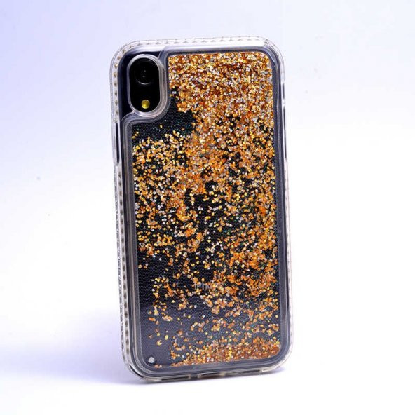 Apple iPhone XR 6.1 Kılıf Zore Sıralı Taşlı Sıvılı Silikon - 4