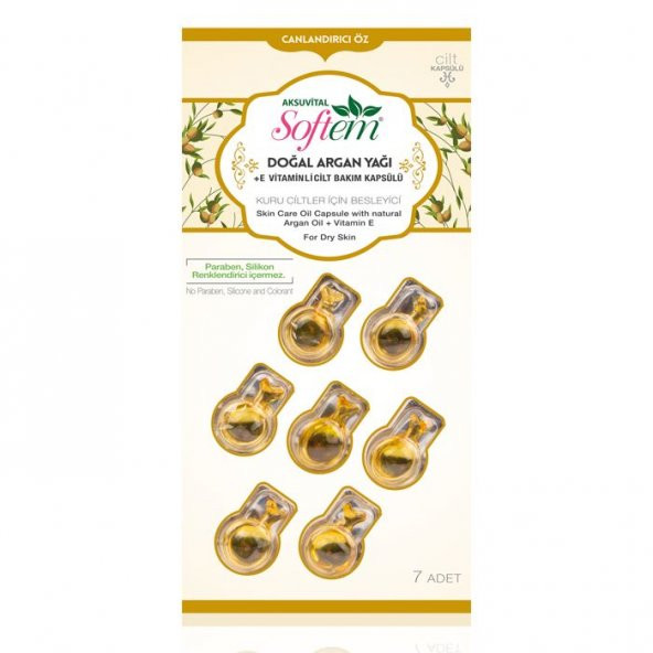 SOFTEM ARGAN YAĞI + E VİTAMİNLİ CİLT BAKIM KAPSÜLÜ