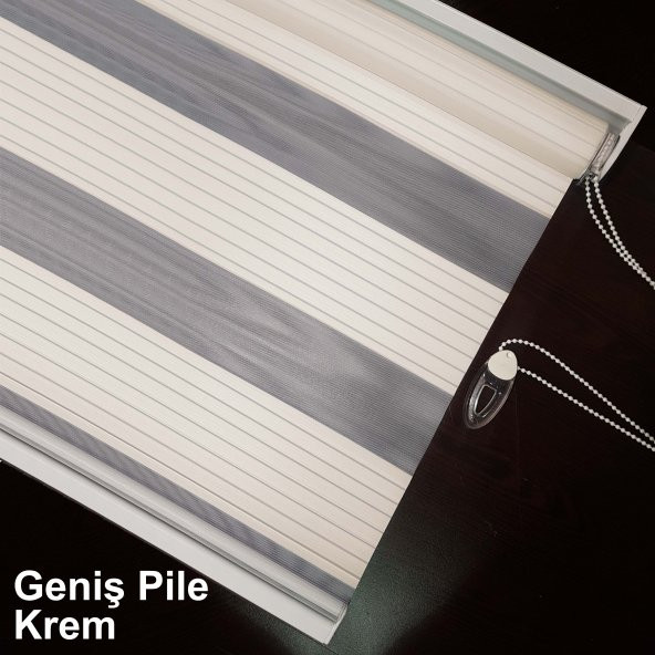 PREMİUM PİLELİ KREM ZEBRA PERDE ÜCRETSİZ ETEK SEÇENEĞİ - 5