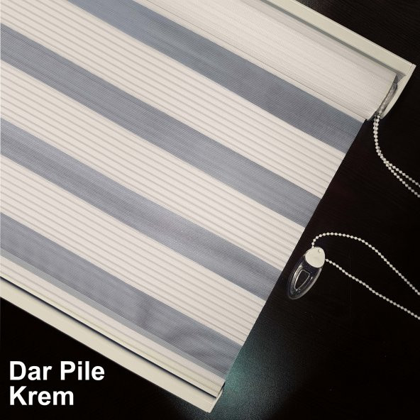 PREMİUM PİLELİ KREM ZEBRA PERDE ÜCRETSİZ ETEK SEÇENEĞİ - 4