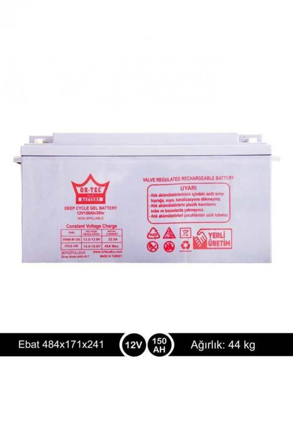 ORTEC 12V 150 AMPER JEL SOLAR SİSTEM AKÜSÜ 2021 ÜRETİM