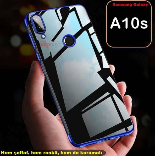 Galaxy A10S Kamera Korumalı Köşeleri Renkli Şeffaf Silikon Kılıf - Resim 8