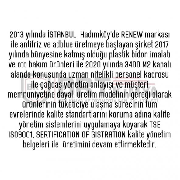 Renew Havalı Fren Alkolü - 1 Litre - Donmayı Önleyici Fren Alkolü - 3