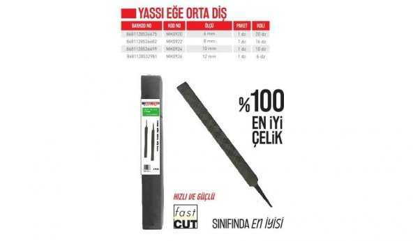 Bay-Tec Yassı Eğe Orta Diş 12Mm (MK0926) - 1