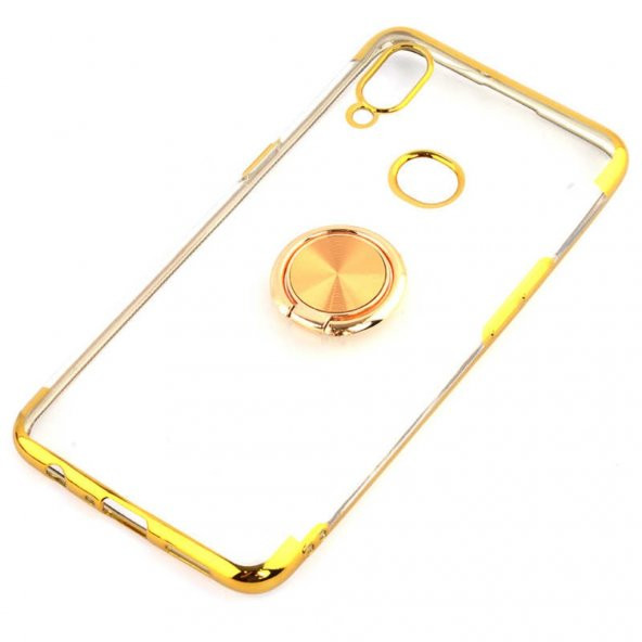 Galaxy A10S Yüzüklü Köşeleri Renkli Şeffaf Kamera Korumalı Kılıf - Resim 3