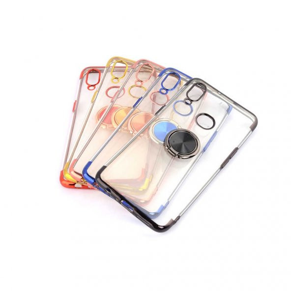 Galaxy A10S Yüzüklü Köşeleri Renkli Şeffaf Kamera Korumalı Kılıf - Resim 8