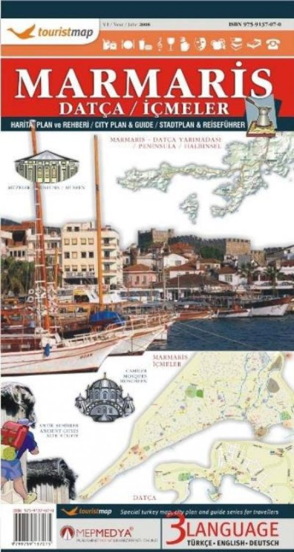 Touristmap Marmaris-Datça Harita, Plan ve Rehberi-KAMP.