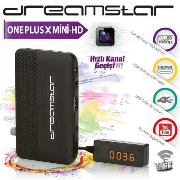 Dreamstar OnePlus X Mini HD Uydu Alıcısı+ MB 7601 Antenli Wi-Fi