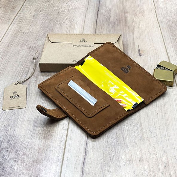 OWL LEATHER - PUHU TARÇINİ DERİ TÜTÜN KESESİ-TÜTÜN ÇANTASI - 2