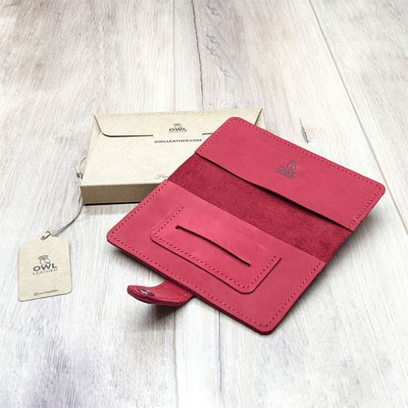 OWL LEATHER - PUHU KIRMIZI DERİ TÜTÜN KESESİ-TÜTÜN ÇANTASI - 3