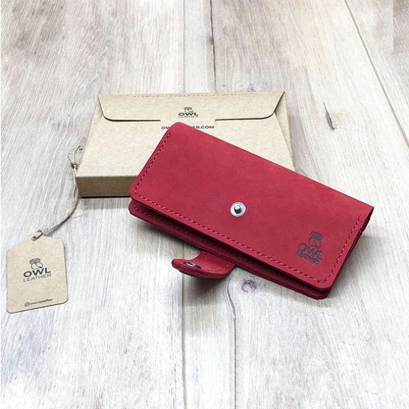 OWL LEATHER - PUHU KIRMIZI DERİ TÜTÜN KESESİ-TÜTÜN ÇANTASI - 4