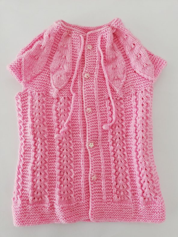 Kışlık El Yapımı Kız Çocuğu Yeleği 1 ile 3 yaş Bebe Pembesi - 2