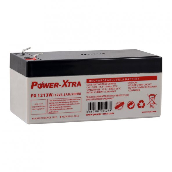 Power-Xtra PX1213W - 12V 3.3 Ah Bakımsız Kuru Akü