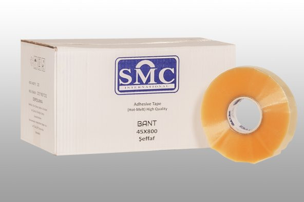 SMC Şeffaf Koli Bandı 1 Koli (10 Adet ) Hot Melt 45 Mm X 800 Mt
