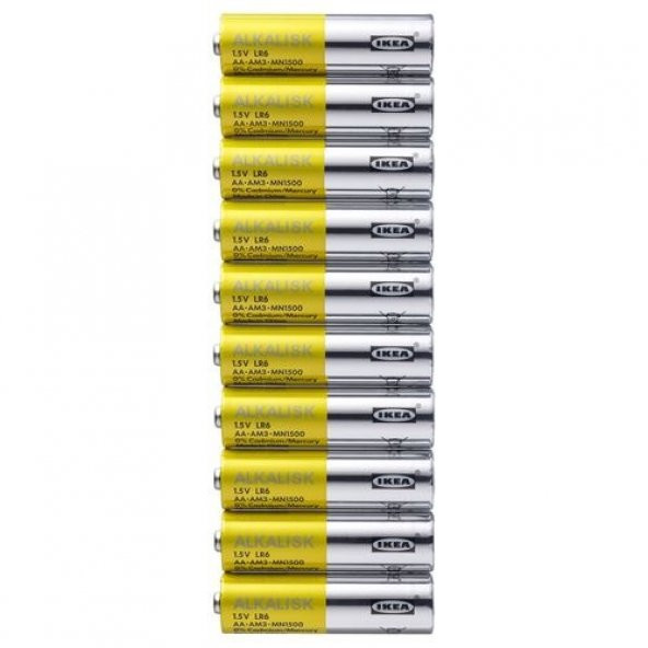 IKEA Alkalisk AA 1,5 LR6 Alkali Kalem Pil 10 Adet - 2
