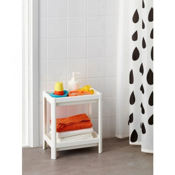 IKEA Vesken 2 Katlı Plastik Beyaz Banyo Raf Ünitesi - Banyo Düzenleme - 2