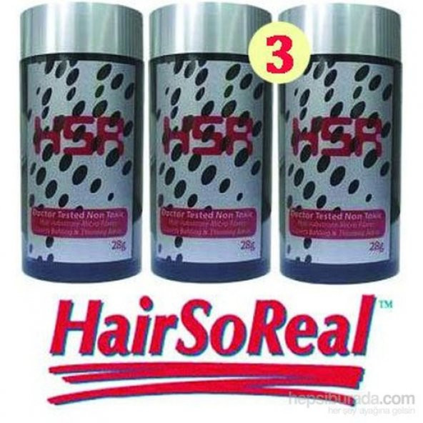 HSR Hair So Real Saç Fiberi 28 Gr  Siyah 3'Lü Paket
