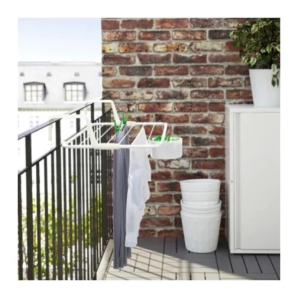 IKEA Antonıus Beyaz Balkon Ray Kapı Üstü Çamaşır Askısı - Resim 2