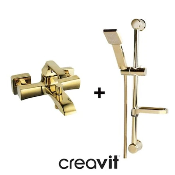 CREAVİT AVANGART 2 Li BANYO ARMATÜR BATARYA SETİ ALTIN AG2500G + SH411G