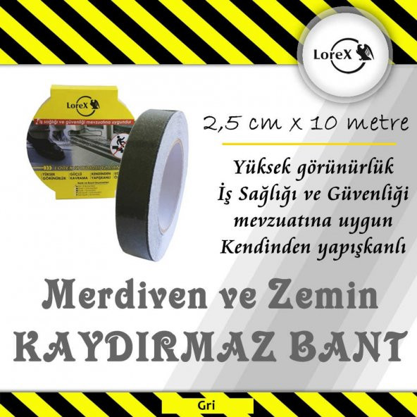 Lorex Siyah Merdiven ve Zemin Kaydırmaz Bant (25 mm x 10 metre)