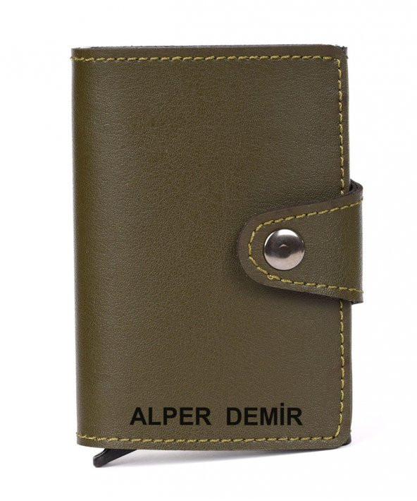 Otomatik Mekanizmalı Deri Kartlık Kartvizitlik Kişiye Özel Cüzdan - 3