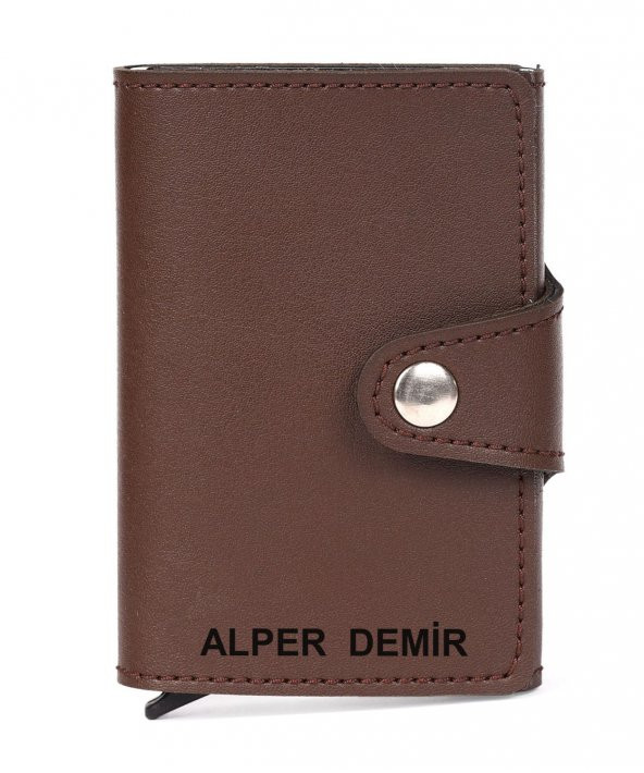 Otomatik Mekanizmalı Deri Kartlık Kartvizitlik Kişiye Özel Cüzdan - 4