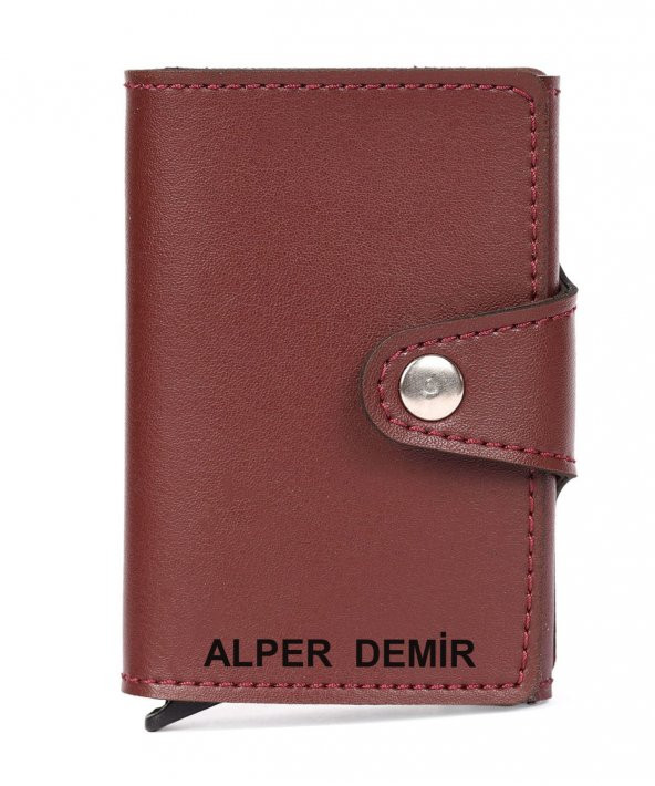 Otomatik Mekanizmalı Deri Kartlık Kartvizitlik Kişiye Özel Cüzdan - 5