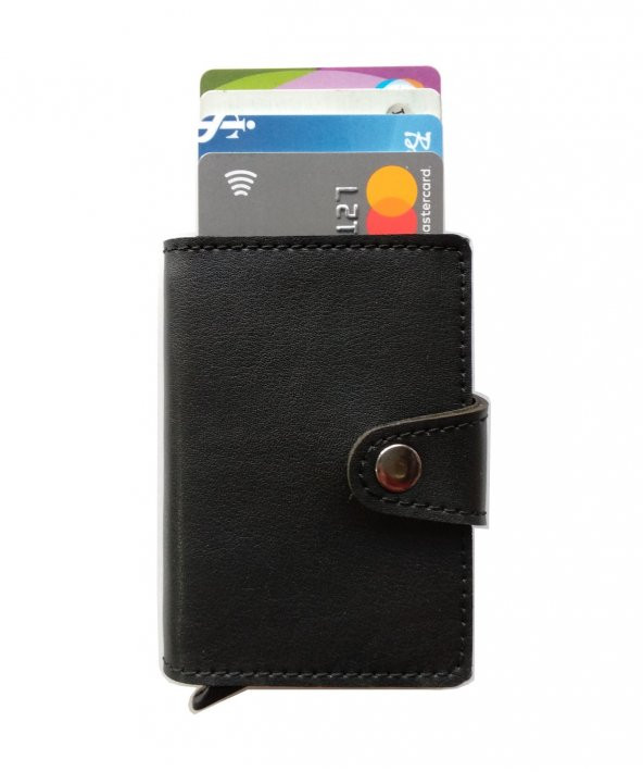 Otomatik Mekanizmalı Deri Kartlık Kartvizitlik Kişiye Özel Cüzdan - 6