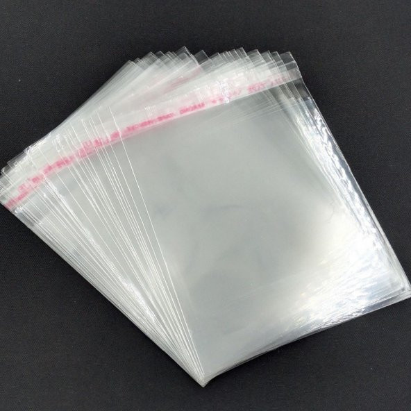 25 cm x 30 cm. Şeffaf Bantlı Jelatin - Yapışkanlı Poşet - 100 Adet - 2
