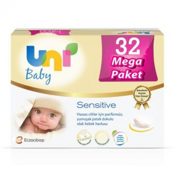 Uni Baby Sensitive Islak Bebek Havlusu 32li