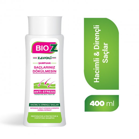 Bioz Saç Dökülmesine Karşı Dirençli Saçlar için Anti Stress Şampuanı 400 Ml