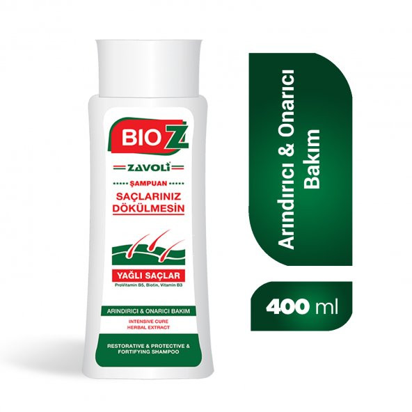 Bioz Yağlı Saçlar İçin Biotin Destekli Arındırıcı Onarıcı Bakım Şampuanı 400Ml