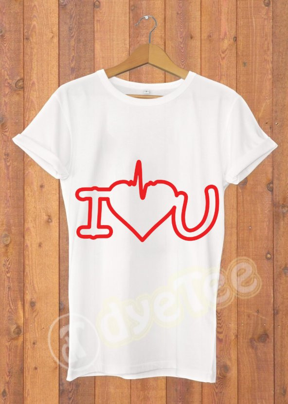 I Love U Sinusoidal Kadın Tişört - Dyetee