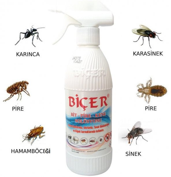 Biçer Bit - Pire - Kene Solüsyonu 500 ML Haşere İlacı Böcek İlacı Bit İlacı Pire İlacı Kene İlacı