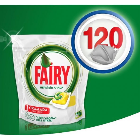 Fairy Hepsi Bir Arada 120 Yıkama Bulaşık Makinesi Deterjanı Kapsülü Limon Kokulu - 7