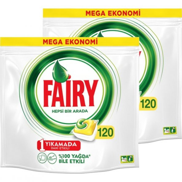 Fairy Hepsi Bir Arada Bulaşık Makinesi Deterjanı Kapsülü Limon Kokulu 120 x 2 Yıkama - 2