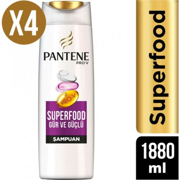 Pantene Şampuan Superfood 4 x 470 ml