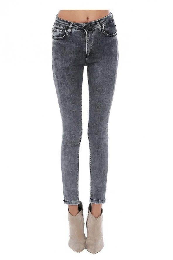 Gri Denim Dar Paça Kadın Pantolon - 2