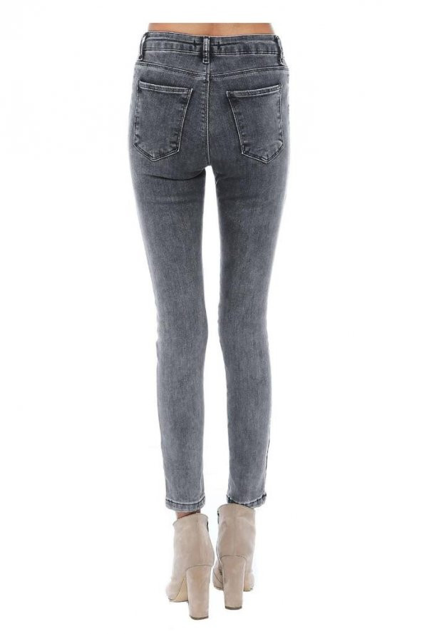 Gri Denim Dar Paça Kadın Pantolon - 3