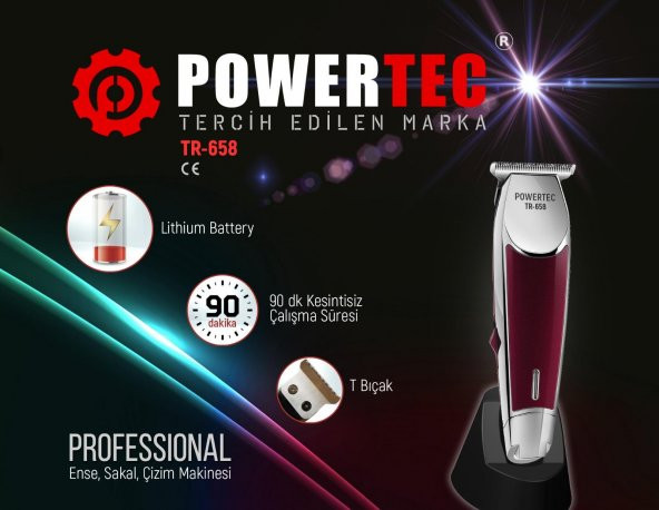 Powertec TR 658 Sakal Traş Makinesi Vücut Kılı Tıraş Makinası - 2
