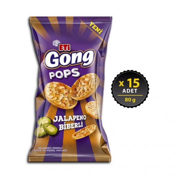 Eti Gong Pops Jalapeno 80 g x 15 Adet