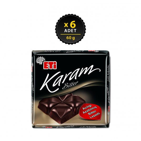 Eti Karam %45 Kakaolu Bitter Çikolata 60 g x 6 Adet